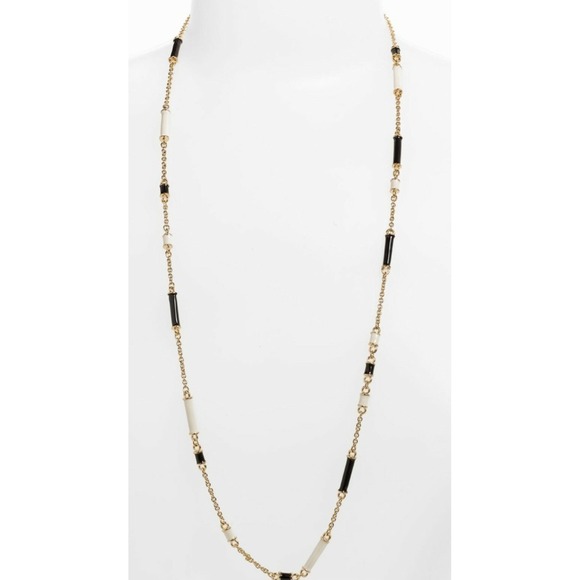 kate spade new york Jewelry - Kate Spade NY Black Gold Ivory "Bar None" Scatter Necklace Station long chain